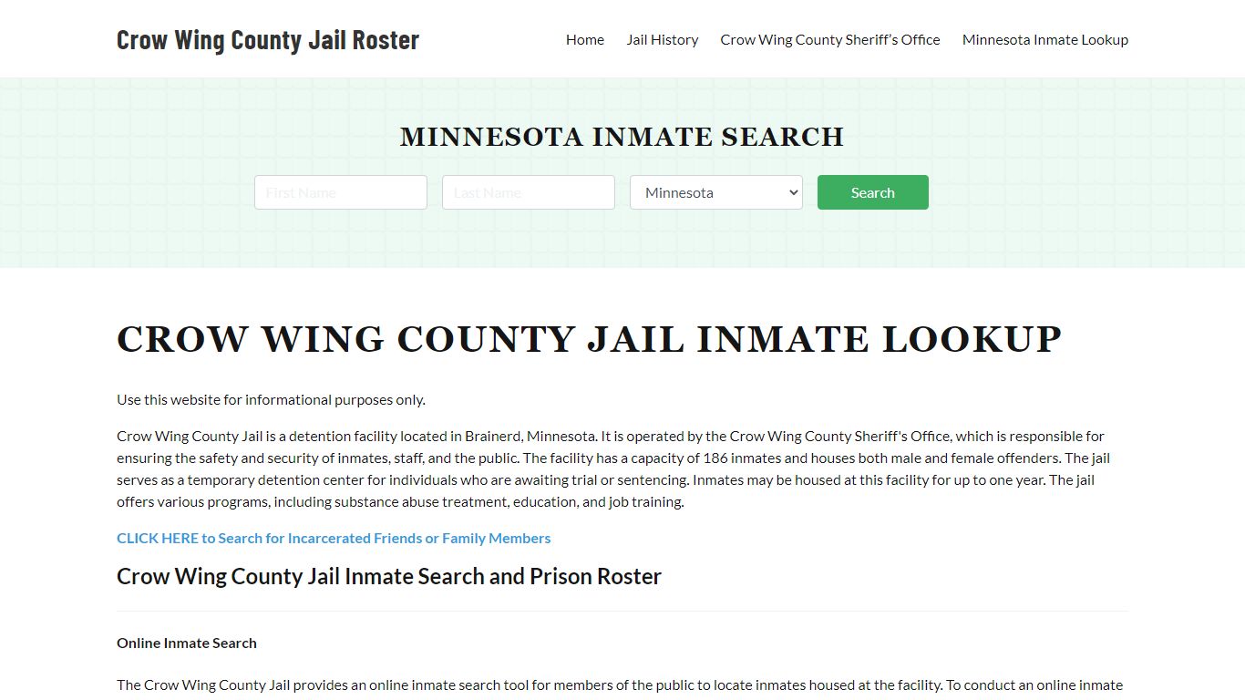 Crow Wing County Jail Roster Lookup, MN, Inmate Search