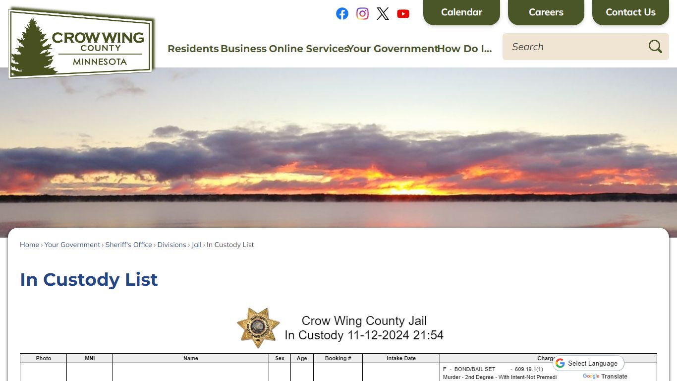 In Custody List | Crow Wing County, MN - Official Website